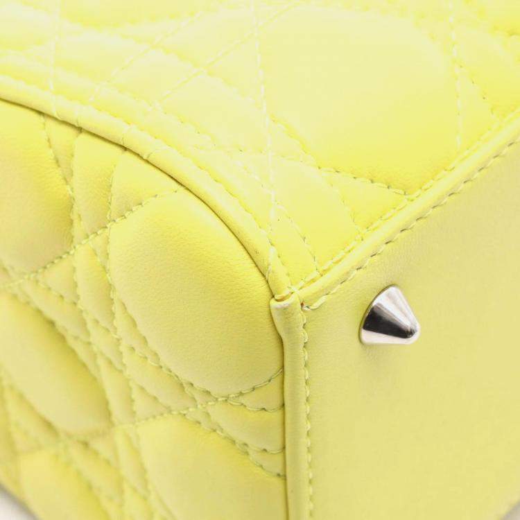 Pre Owned Dior Lady Dior Yellow Leather Shoulder Bag