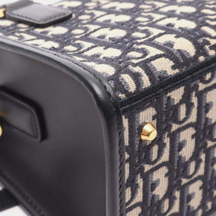 Pre Owned Dior Navy Blue Oblique Canvas Satchel