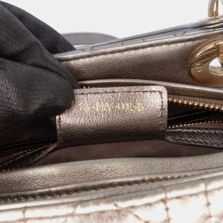 Pre Owned Dior Gold Medium Lambskin Cannage Lady Dior