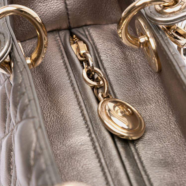 Pre Owned Dior Gold Medium Lambskin Cannage Lady Dior