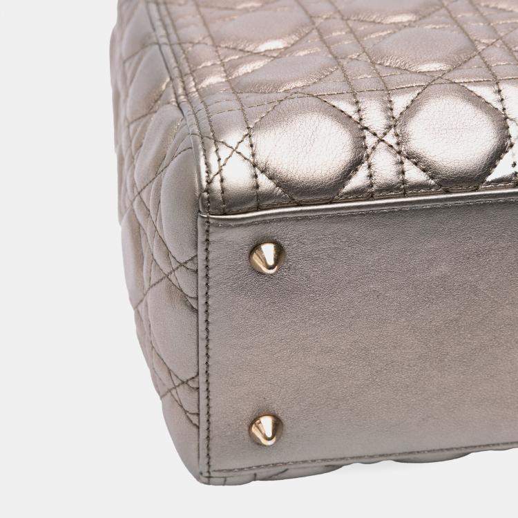 Pre Owned Dior Gold Medium Lambskin Cannage Lady Dior