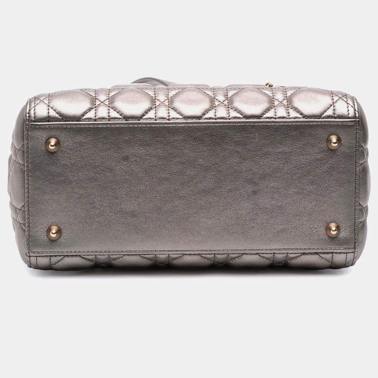 Pre Owned Dior Gold Medium Lambskin Cannage Lady Dior