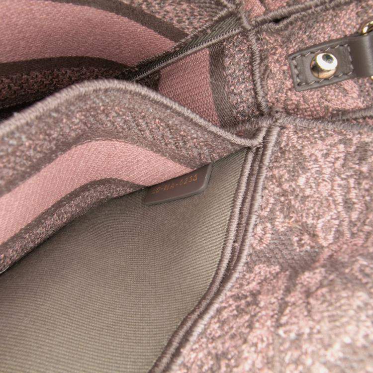 Pre Owned Dior Grey Pink Medium Canvas Embroidered Toile De Jouy Lady D Joy Satchel