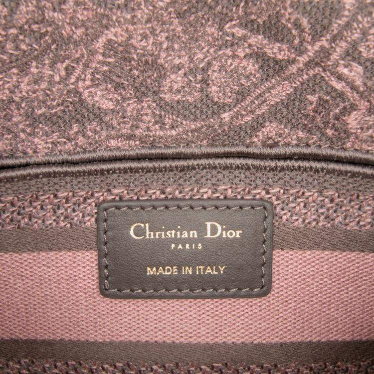 Pre Owned Dior Grey Pink Medium Canvas Embroidered Toile De Jouy Lady D Joy Satchel