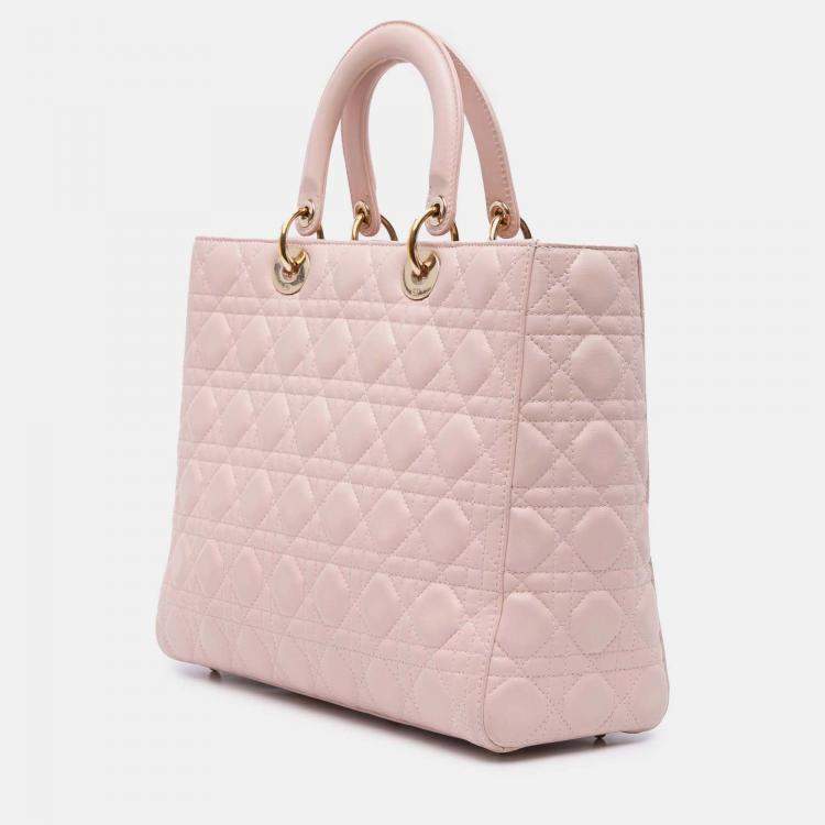 Pre Owned Dior Pink Large Lambskin Cannage Lady Dior