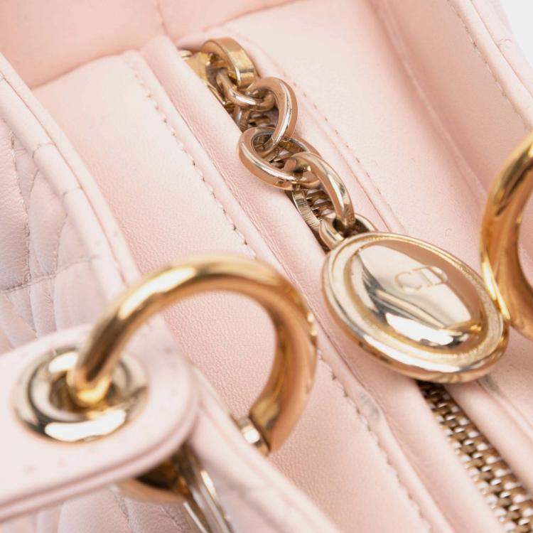 Pre Owned Dior Pink Large Lambskin Cannage Lady Dior