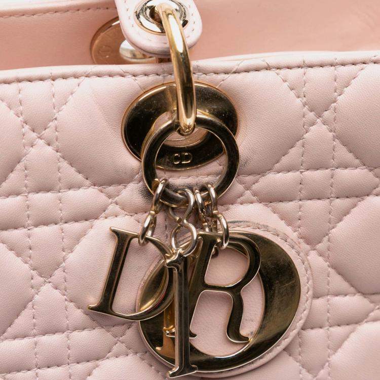 Pre Owned Dior Pink Large Lambskin Cannage Lady Dior