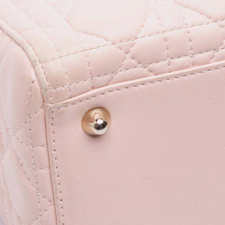 Pre Owned Dior Pink Large Lambskin Cannage Lady Dior