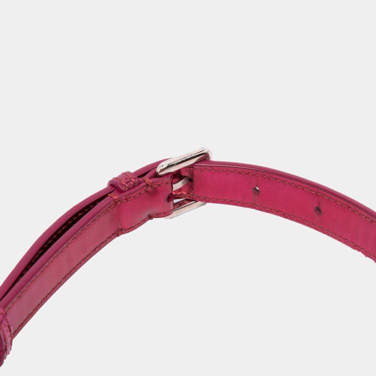 Pre Owned Dior Pink Medium Metallic Patent Microcannage Diorama Flap