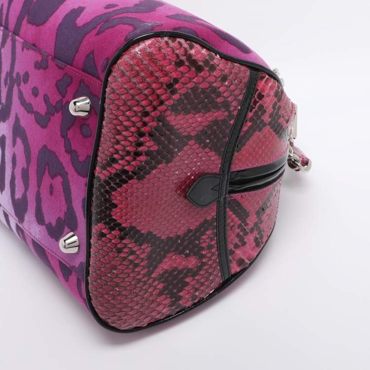 Pre Owned Dior Multicolor Animal Print Canvas and Python Gambler Dice Satchel