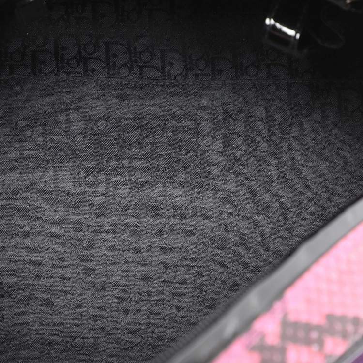 Pre Owned Dior Multicolor Animal Print Canvas and Python Gambler Dice Satchel
