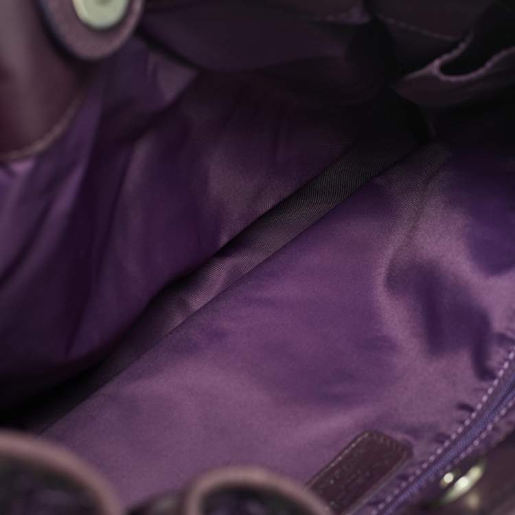 Pre Owned Dior Purple Cannage Nylon Charming Hobo