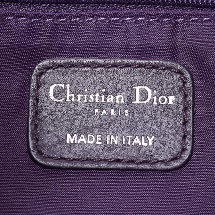 Pre Owned Dior Purple Cannage Nylon Charming Hobo
