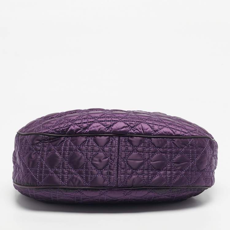 Pre Owned Dior Purple Cannage Nylon Charming Hobo