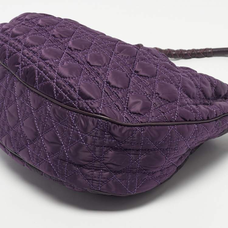 Pre Owned Dior Purple Cannage Nylon Charming Hobo