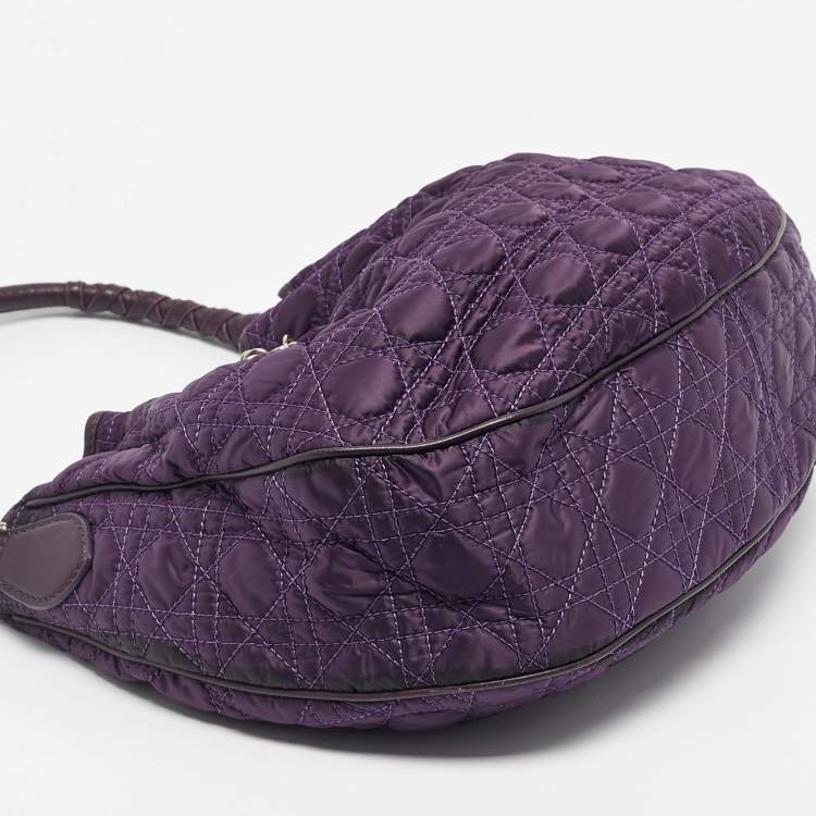 Pre Owned Dior Purple Cannage Nylon Charming Hobo