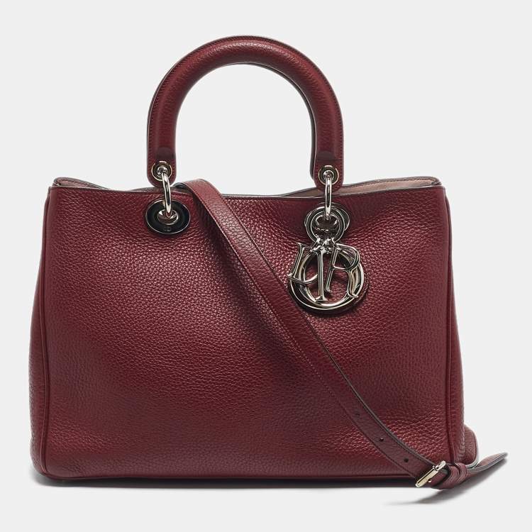 Pre Owned Dior Red Leather Medium Diorissimo Shopper Tote