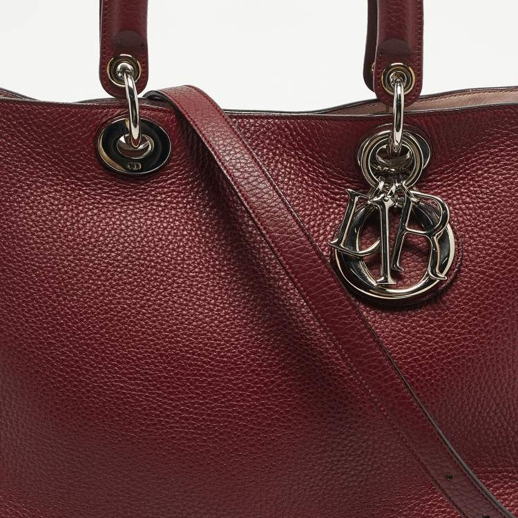 Pre Owned Dior Red Leather Medium Diorissimo Shopper Tote