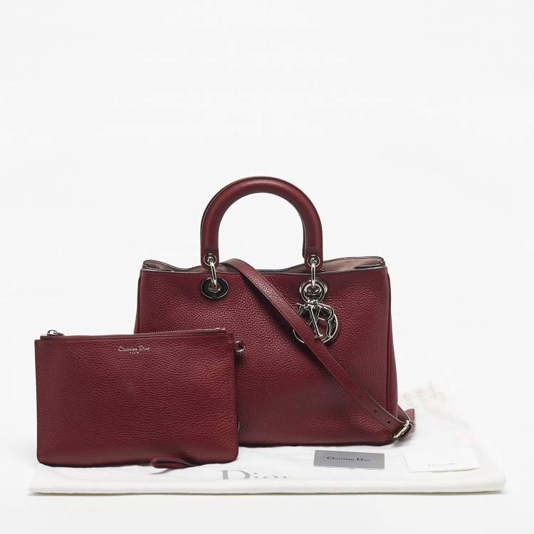 Pre Owned Dior Red Leather Medium Diorissimo Shopper Tote