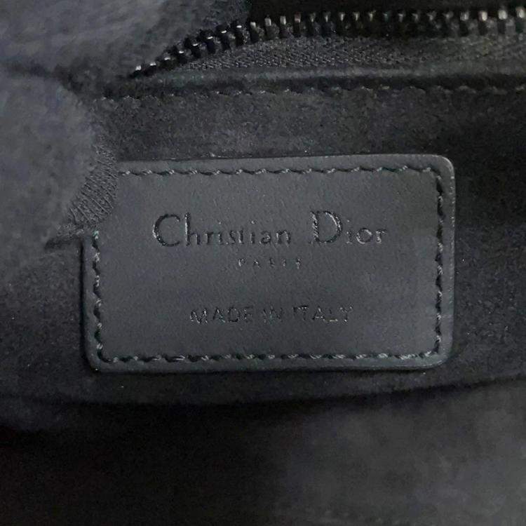 Pre Owned Dior Lady Dior Mini Black Ultra Matte Calf Leather Tote Bag