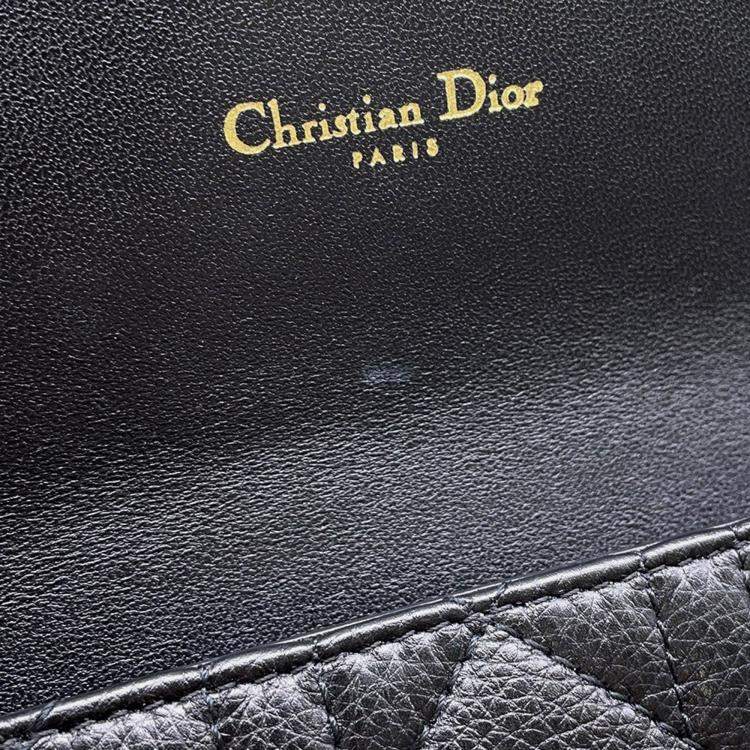 Pre Owned Dior Caro Black Leather Wallet