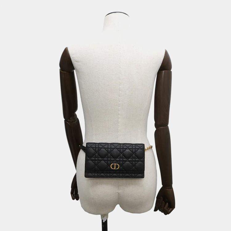 Pre Owned Dior Caro Black Leather Wallet