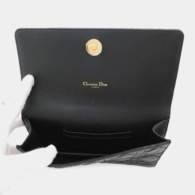 Pre Owned Dior Caro Black Leather Wallet