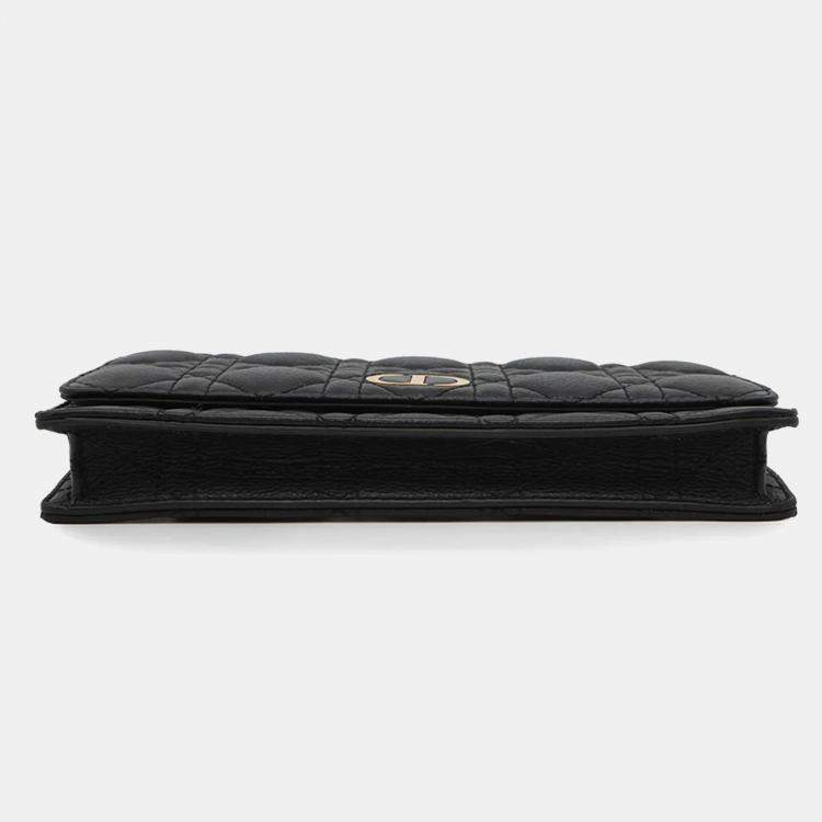 Pre Owned Dior Caro Black Leather Wallet