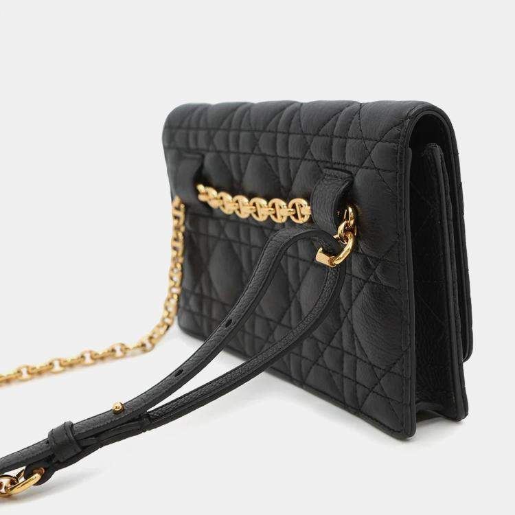 Pre Owned Dior Caro Black Leather Wallet