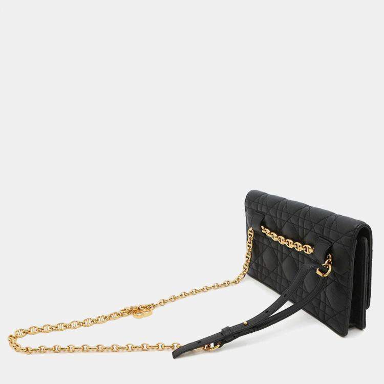 Pre Owned Dior Caro Black Leather Wallet