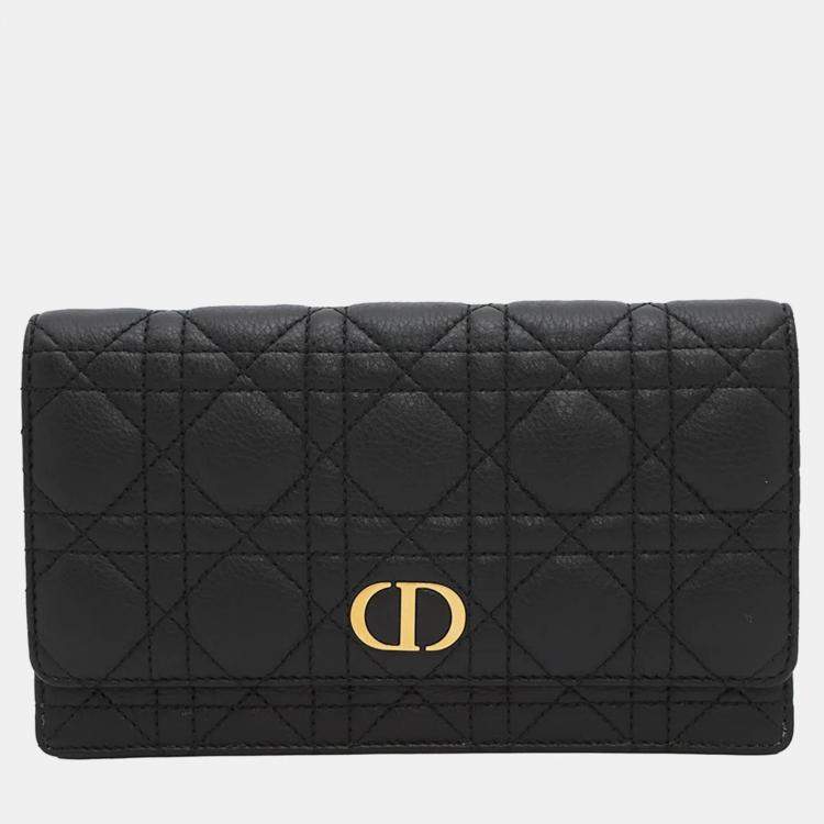 Pre Owned Dior Caro Black Leather Wallet