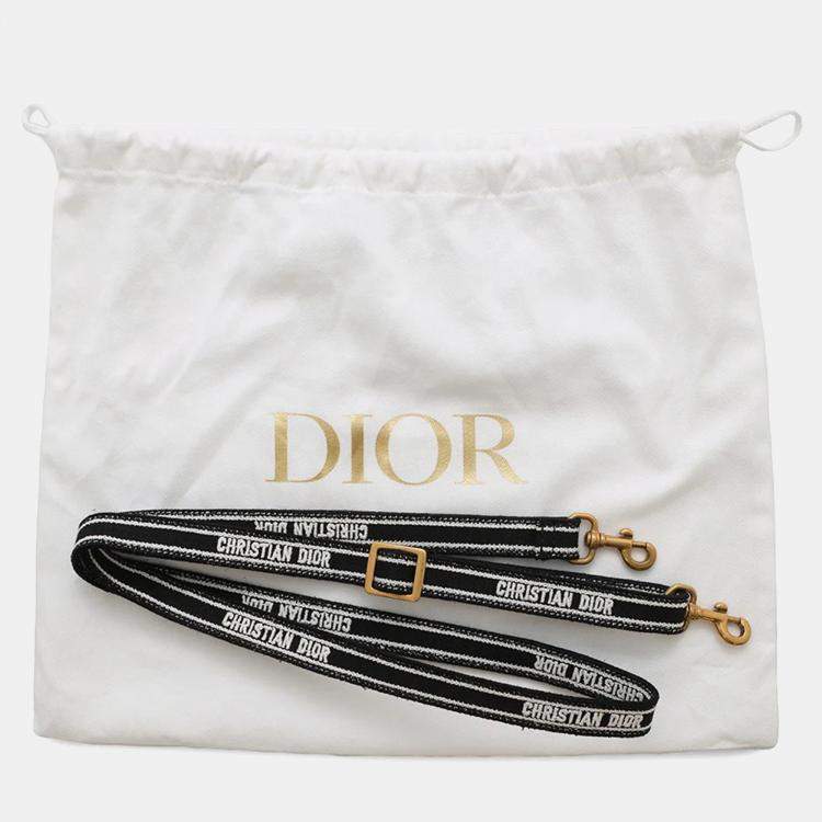 Pre Owned Dior Book Tote Mini Vertical Black/White Canvas Tote Bag