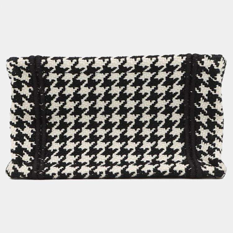 Pre Owned Dior Book Tote Mini Vertical Black/White Canvas Tote Bag