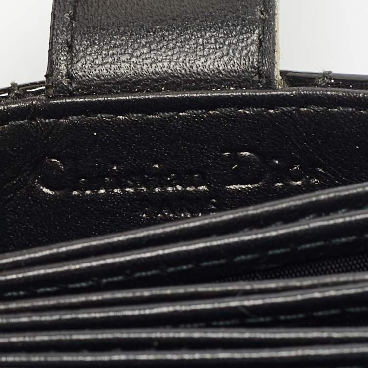 Pre Owned  Dior Black Cannage Patent Leather Lady Dior 5 Gusset Card Holder 