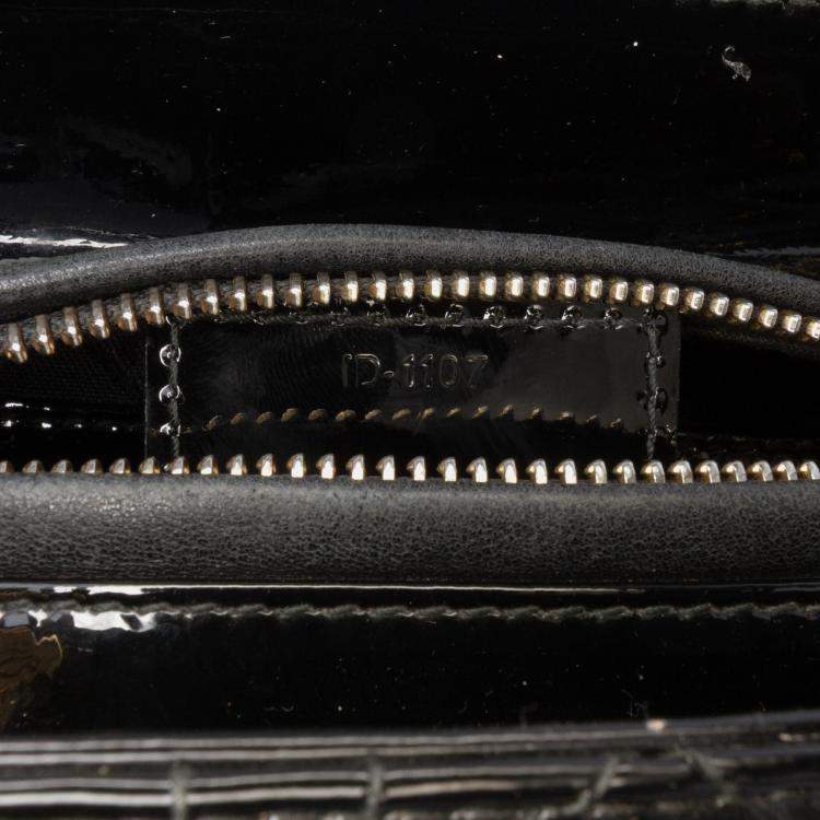 Pre Owned Dior Black Medium Patent Cannage Lady Dior