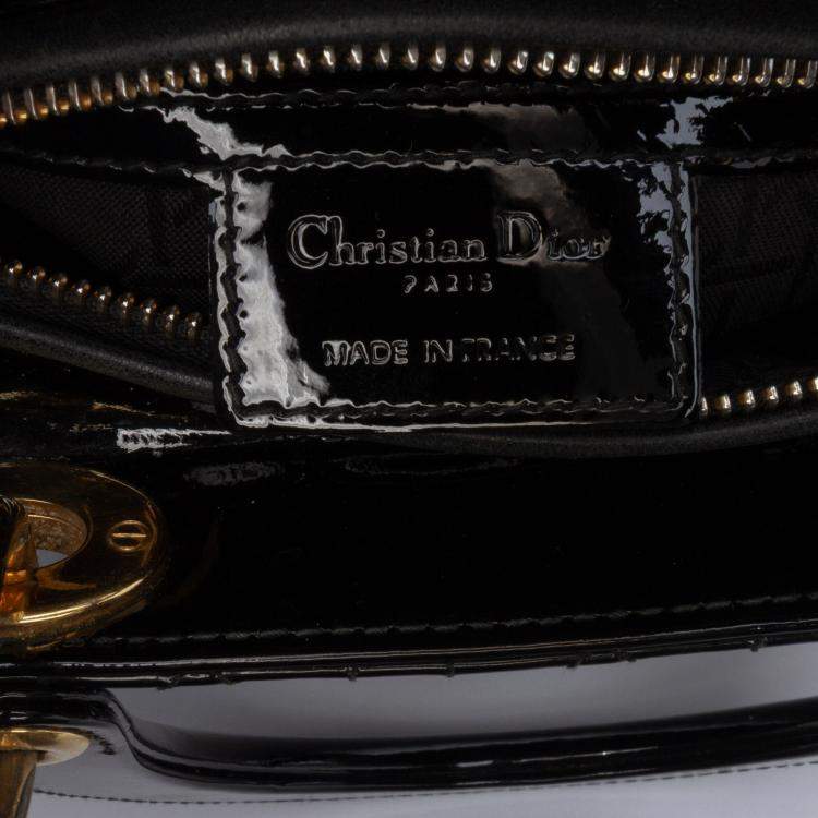 Pre Owned Dior Black Medium Patent Cannage Lady Dior