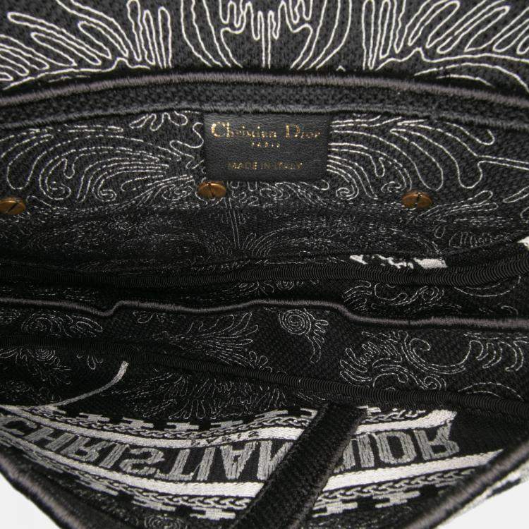 Pre Owned Dior Black Canvas Embroidered Ornamental Cornely Saddle Bag