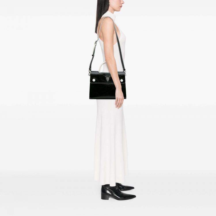 Pre Owned Dior Black Medium Crinkled Calfskin Diorever Satchel