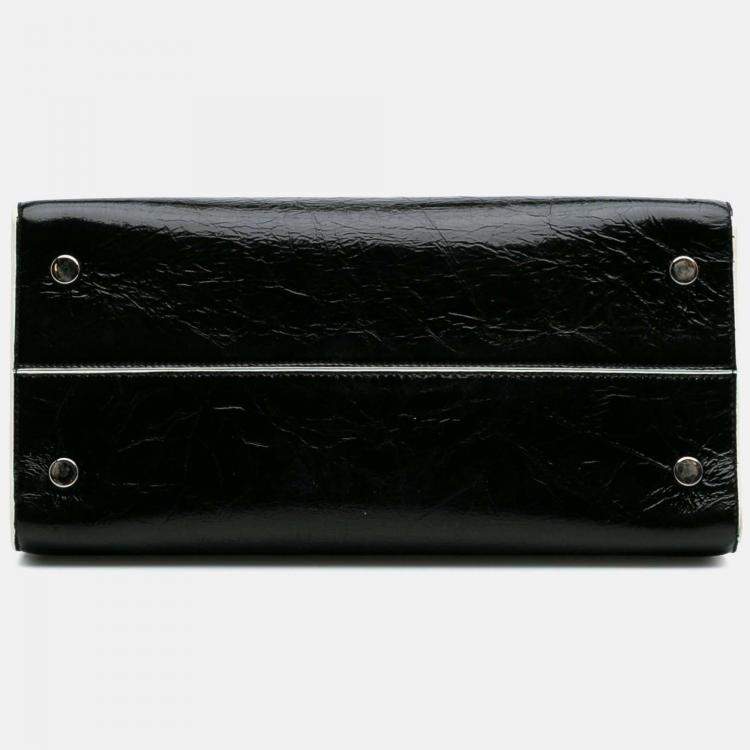 Pre Owned Dior Black Medium Crinkled Calfskin Diorever Satchel