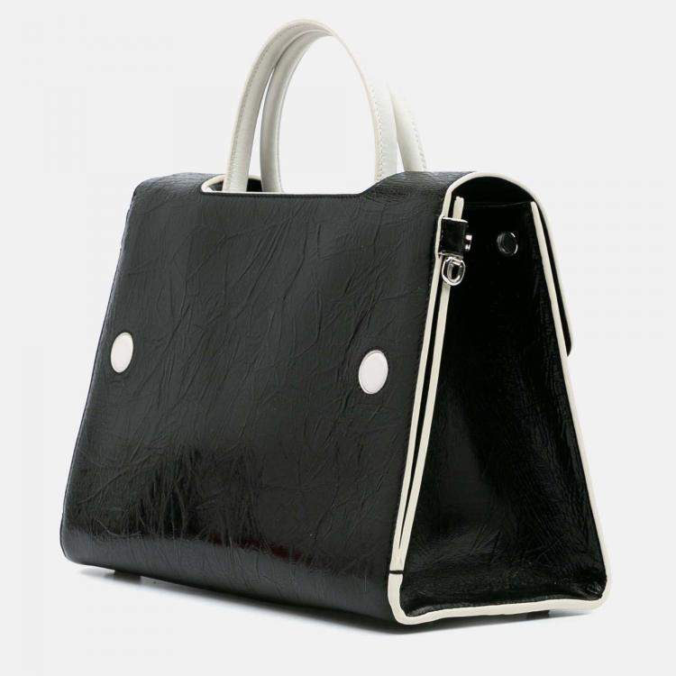 Pre Owned Dior Black Medium Crinkled Calfskin Diorever Satchel