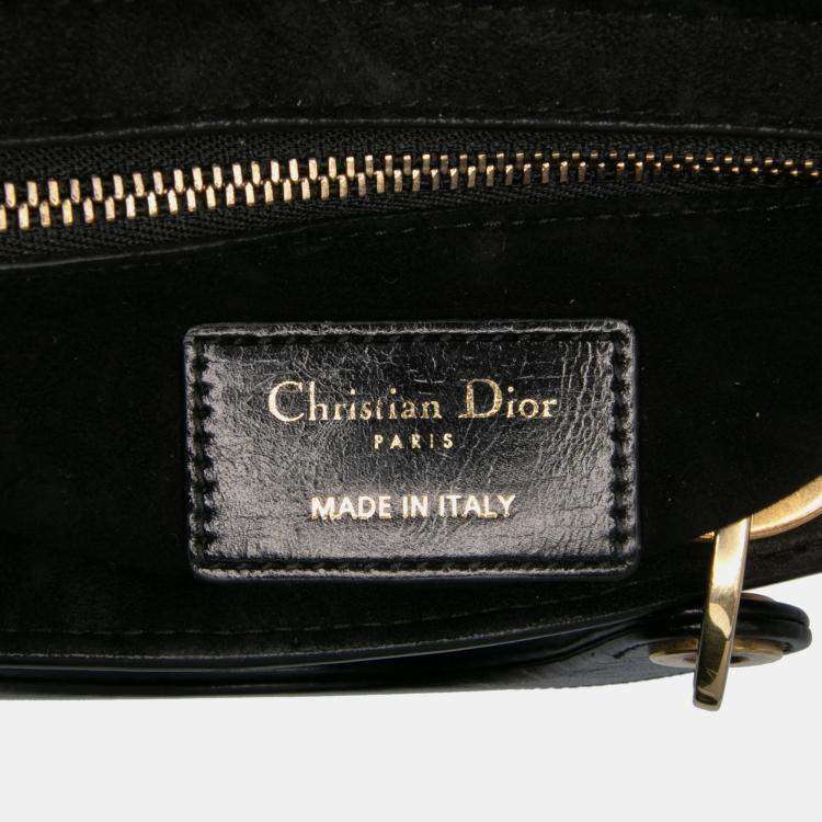 Pre Owned Dior Black Small Crinkled Patent Cannage My ABCDior Lady Dior