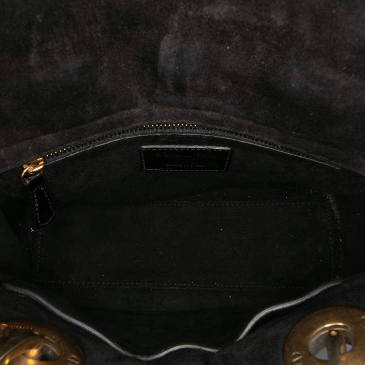 Pre Owned Dior Black Small Crinkled Patent Cannage My ABCDior Lady Dior