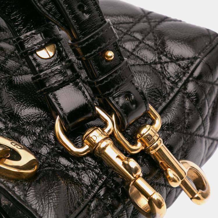Pre Owned Dior Black Small Crinkled Patent Cannage My ABCDior Lady Dior