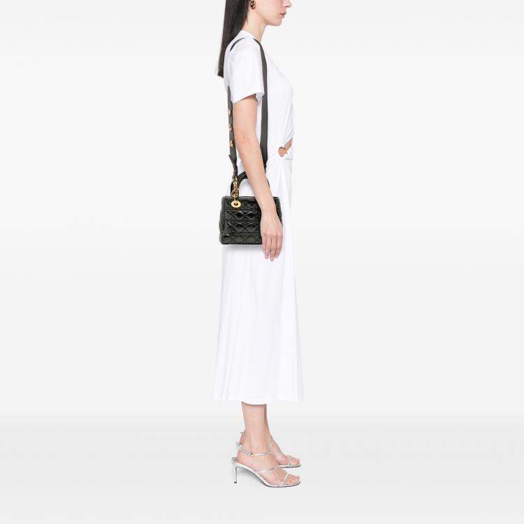 Pre Owned Dior Black Small Crinkled Patent Cannage My ABCDior Lady Dior