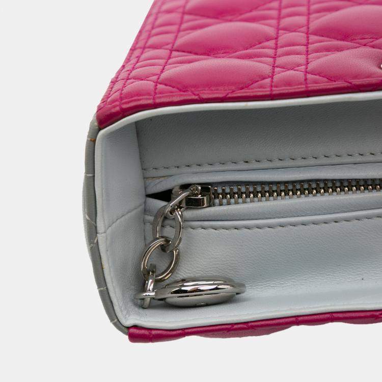 Pre Owned Dior Pink Large Bicolor Lambskin Cannage Lady Dior