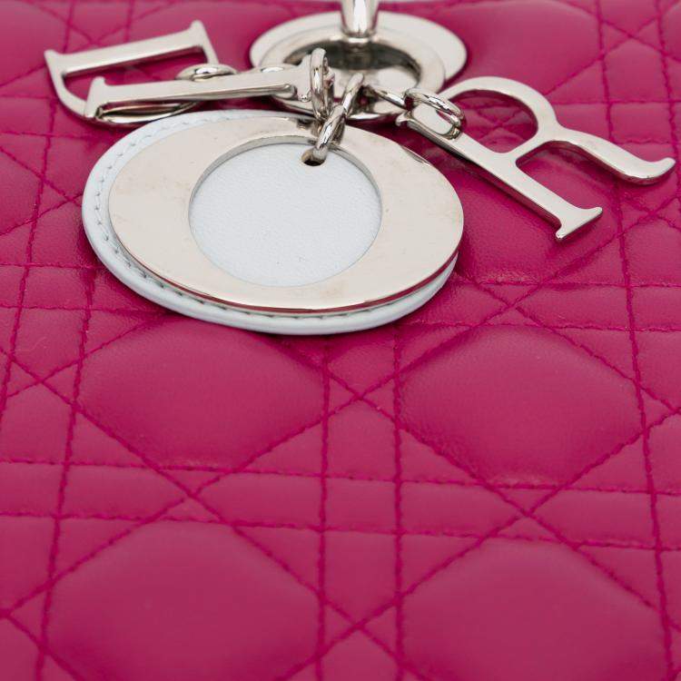 Pre Owned Dior Pink Large Bicolor Lambskin Cannage Lady Dior