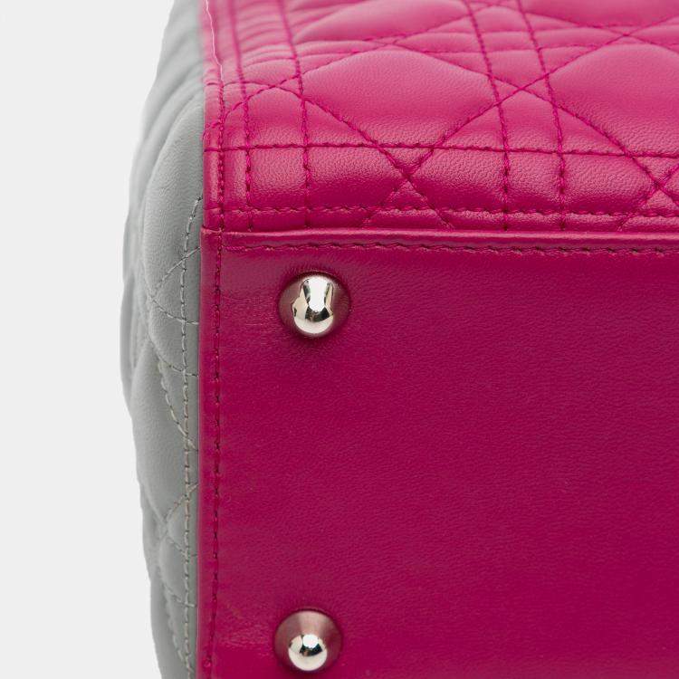 Pre Owned Dior Pink Large Bicolor Lambskin Cannage Lady Dior