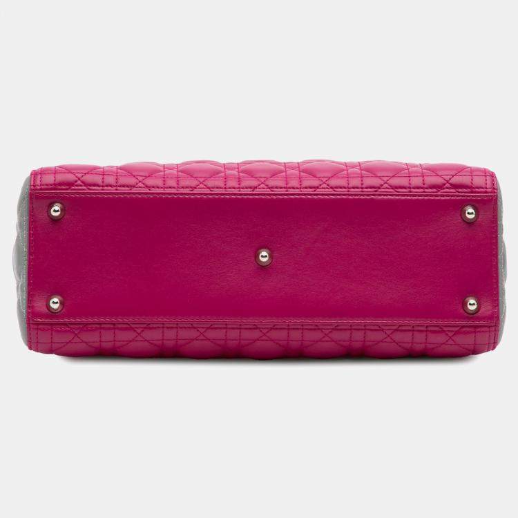 Pre Owned Dior Pink Large Bicolor Lambskin Cannage Lady Dior