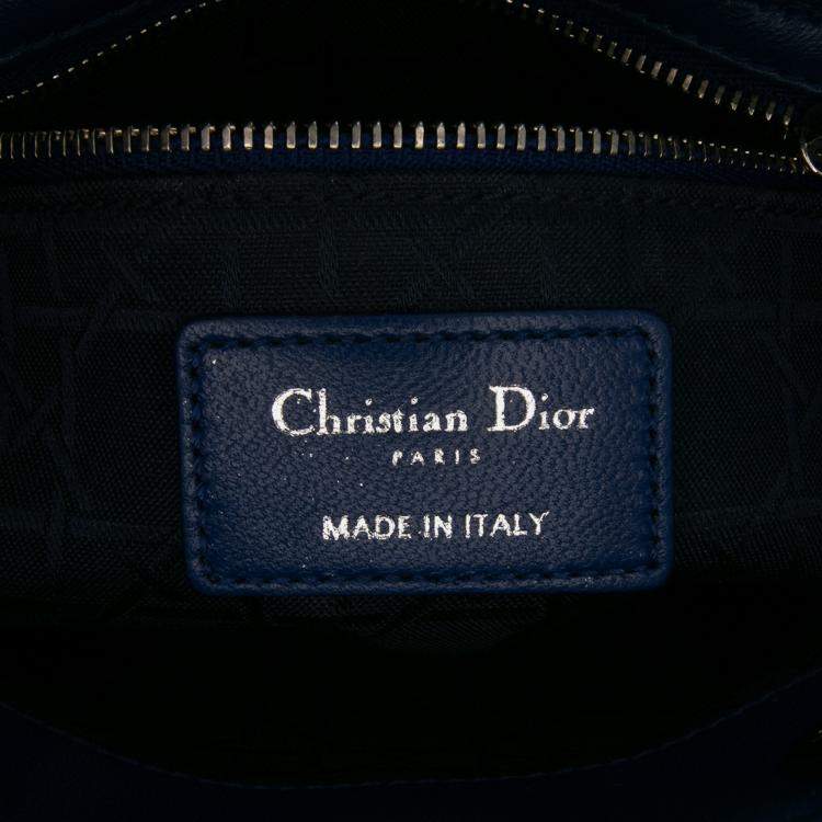 Pre Owned Dior Mini Lambskin Blue Cannage Lady Dior