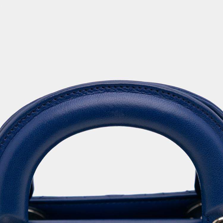 Pre Owned Dior Mini Lambskin Blue Cannage Lady Dior